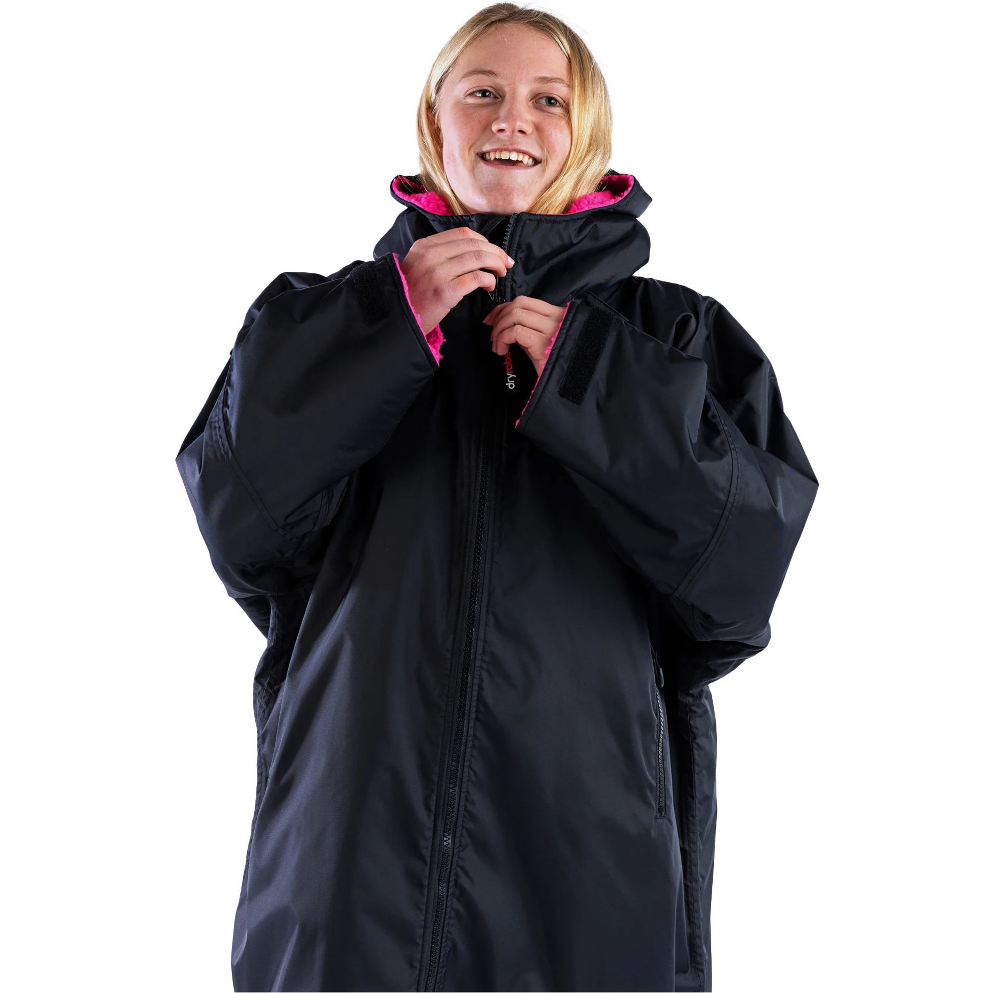 2026 Dryrobe Junior Advance Long Sleeve Changing Robe V3KSLSDA - Black / Pink